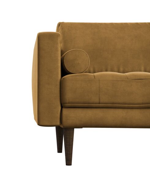 Jakob mosterdgele fluwelen 4-zitsbank - 219x85x77 cm