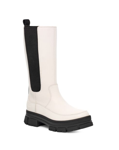 Bottes en Cuir Ashton High Chelsea blanches