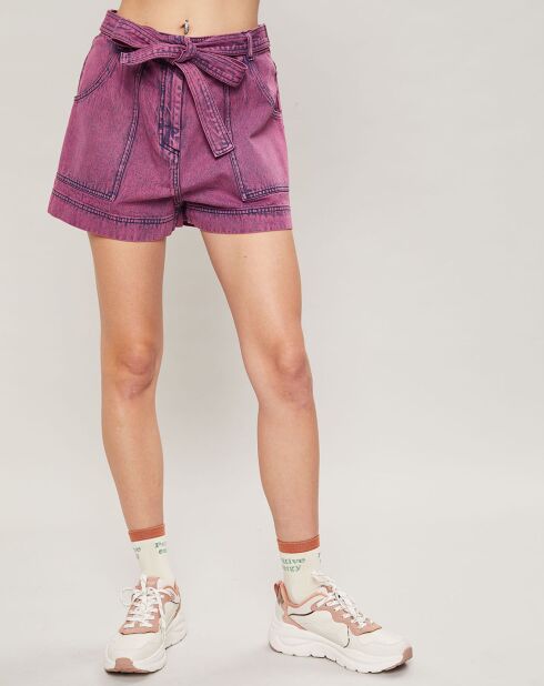 Short en jean Neige lilas