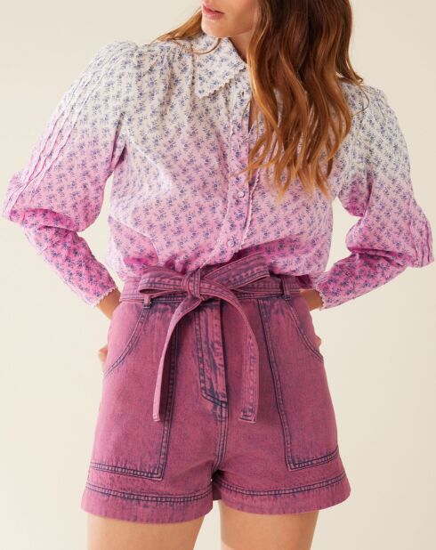 Short en jean Neige lilas