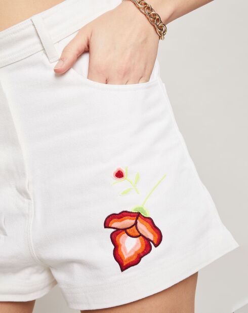 Short brodé Amerinjean blanc