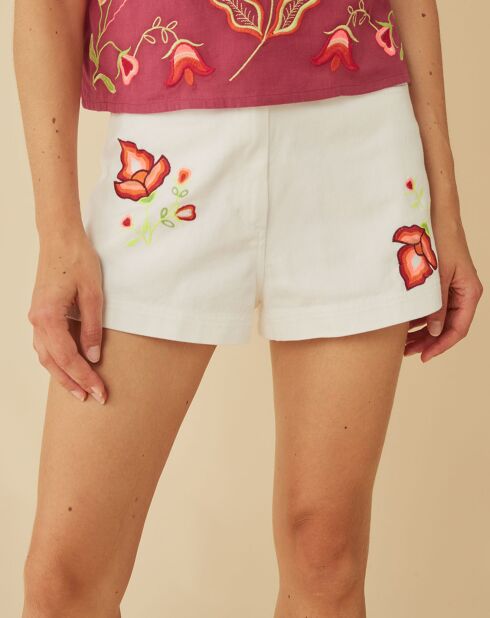 Short brodé Amerinjean blanc
