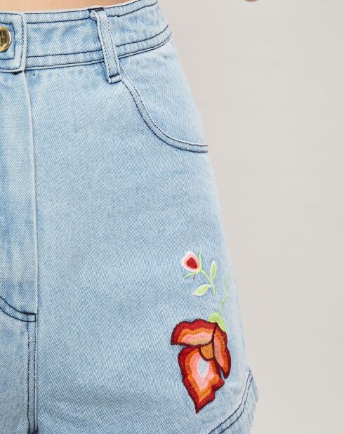 Short brodé Amerinjean bleu