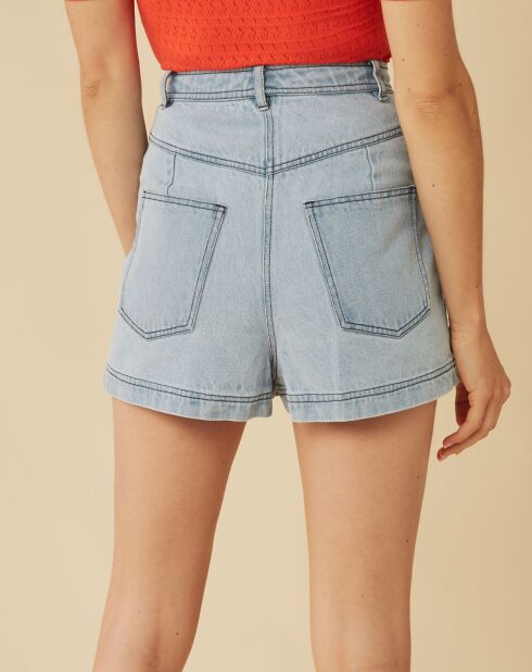 Short brodé Amerinjean bleu