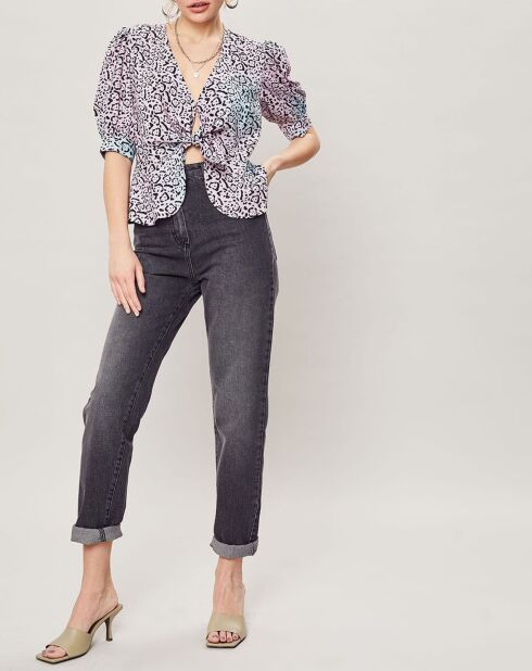 Top Panthère bleu/rose