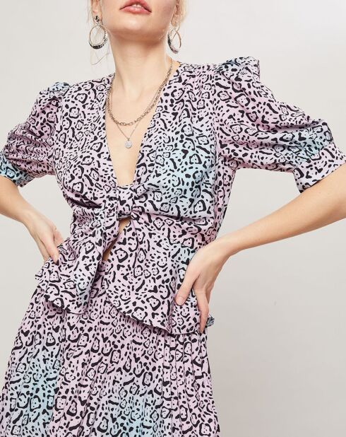 Top Panthère bleu/rose