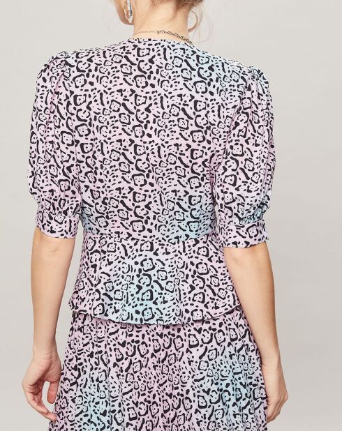 Top Panthère bleu/rose