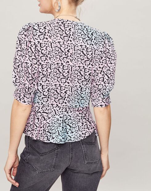 Top Panthère bleu/rose