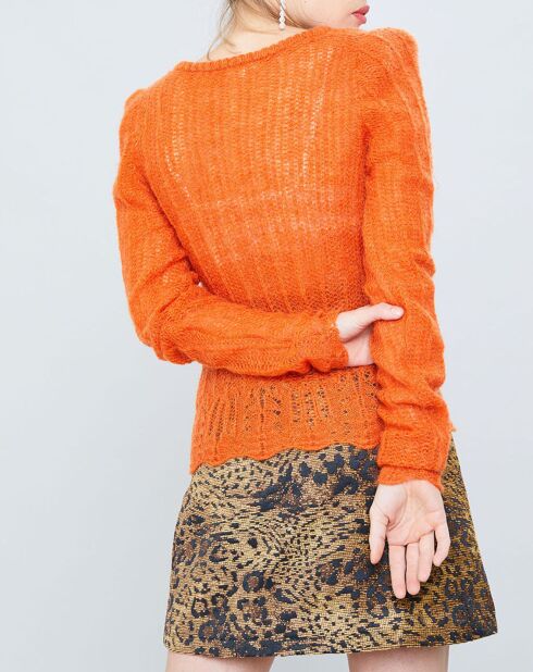 Pull fin en Laine & Mohair mélangée Pierrette orange