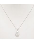 Pendentif Diamants 0.07 ct & Perle or blanc