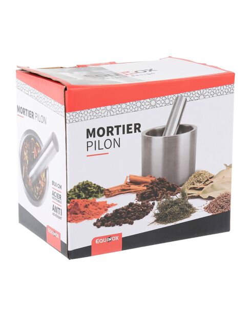 Mortier avec pilon Bahia gris - D. 10x8.5 cm