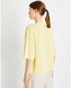 Pull 100% Lin manches courtes Col R jaune clair