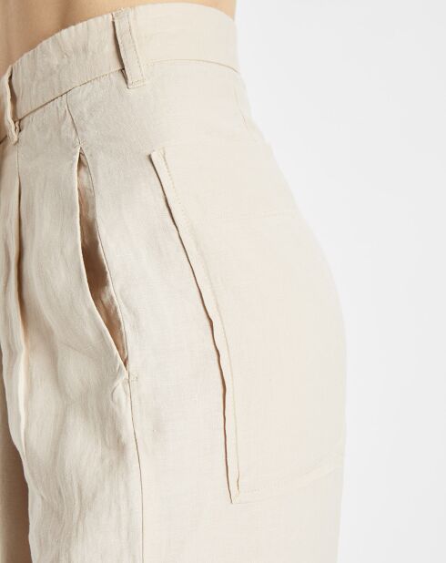 Pantalon 100% Lin Plissé Large Kl beige