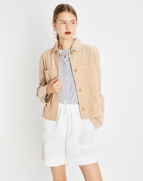 Veste courtes en Velours côtelé beige