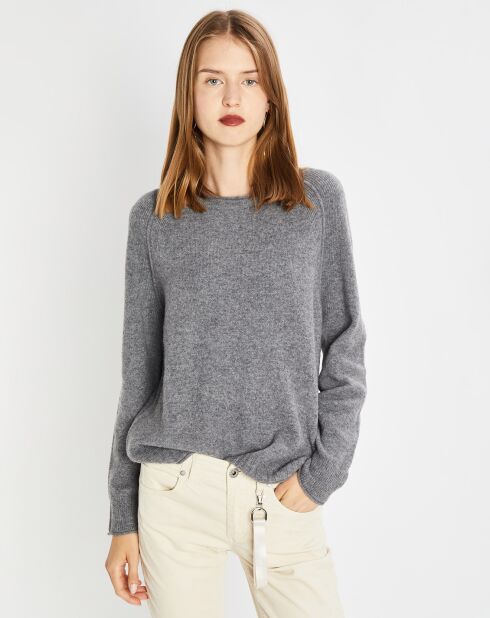 Pull en Laine mélangée col rond gris