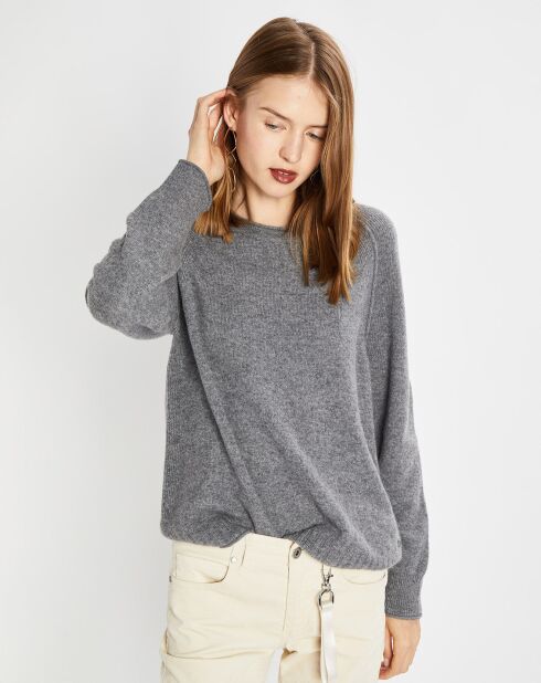 Pull en Laine mélangée col rond gris