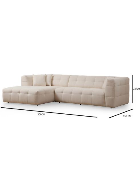 Canapé d'angle gauche Cady beige - 300x150x72 cm