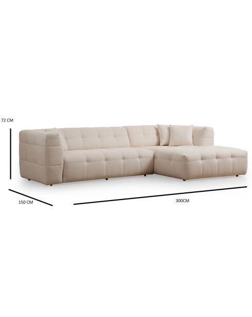 Canapé d'angle droit Cady beige - 300x150x72 cm