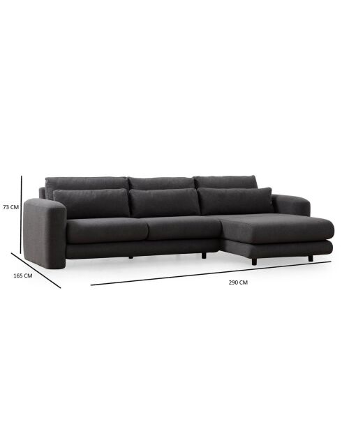 Canapé d'angle droit Lily gris - 290x165x73 cm