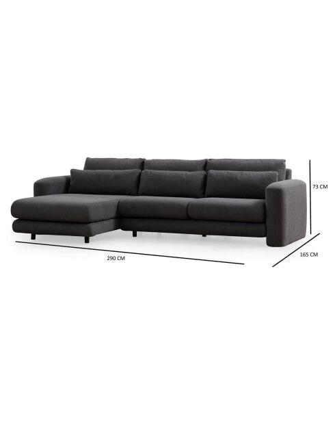Canapé d'angle gauche Lily gris - 290x165x73 cm