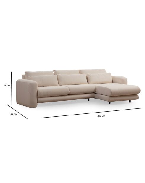 Canapé d'angle droit Lily crème - 290x165x73 cm