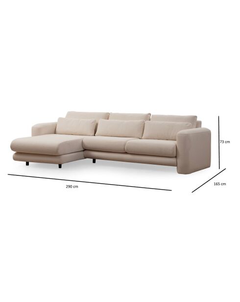 Canapé d'angle gauche Lily crème - 290x165x73 cm