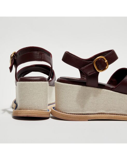 Keilsandalen Dada aus Leder in Burgunderrot, Absatz 7 cm