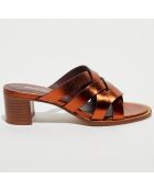 Mules en Cuir métallisé Pulan cognac - Talon 5,7 cm