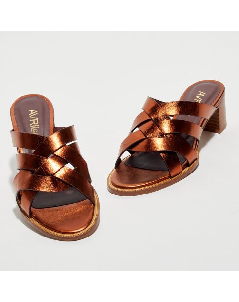 Mules en Cuir métallisé Pulan cognac - Talon 5,7 cm