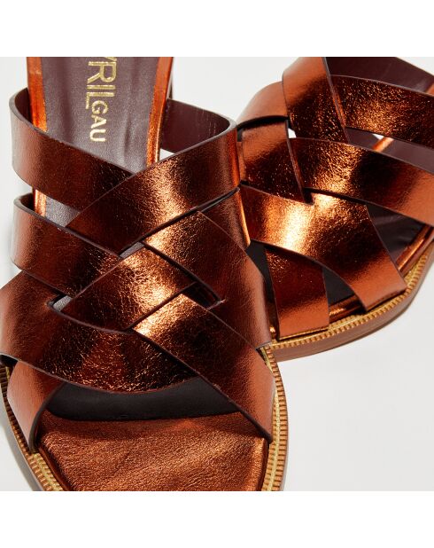 Mules en Cuir métallisé Pulan cognac - Talon 5,7 cm