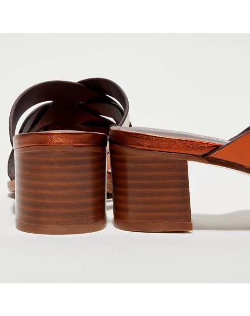 Mules en Cuir métallisé Pulan cognac - Talon 5,7 cm