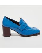 Mocassins en Cuir verni Mocla bleus - Talon 5,5 cm