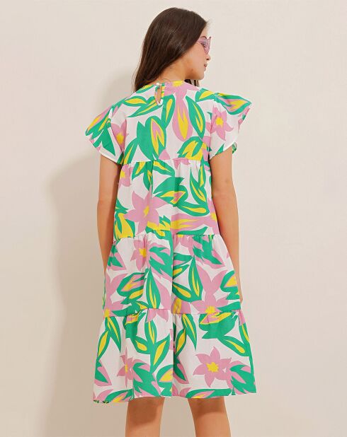 Robe Iris rose/vert