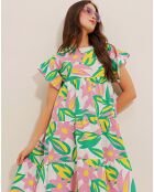 Robe Iris rose/vert