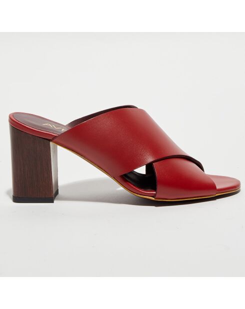 Mules en Cuir Omar rouge - Talon 8 cm