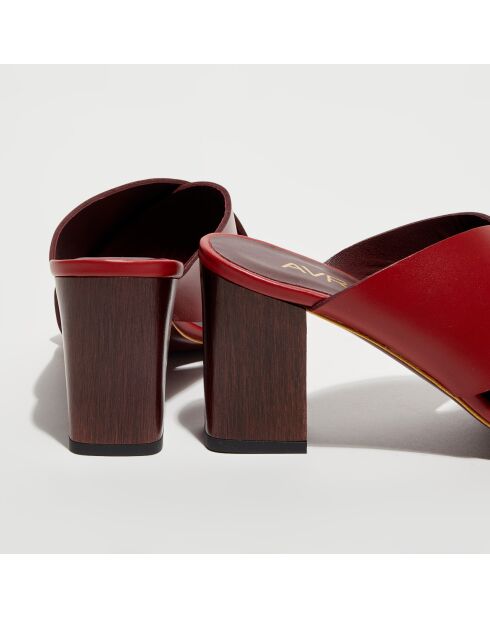 Mules en Cuir Omar rouge - Talon 8 cm