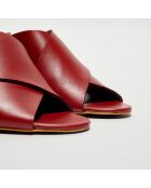 Mules en Cuir Omar rouge - Talon 8 cm