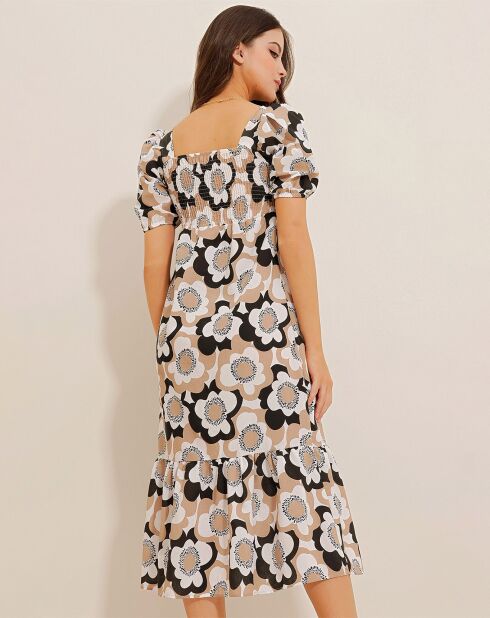 Robe Nina beige/noir/blanc