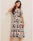 Robe Nina beige/noir/blanc
