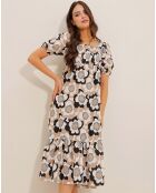 Robe Nina beige/noir/blanc