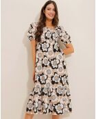 Robe Nina beige/noir/blanc