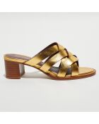 Mules en Cuir métallisé Pulan dorées - Talon 5,7 cm