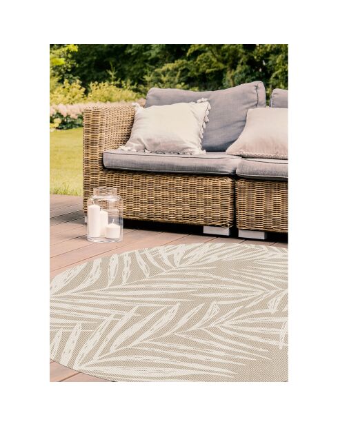 Tapis extérieur/intérieur Feuilles beige - D.100 cm
