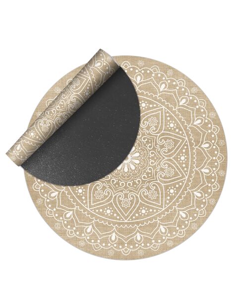 Tapis extérieur/intérieur Mandala Delhi beige - D.100 cm