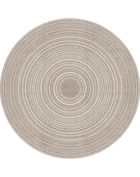 Kamal vloerkleed voor buiten en binnen beige/wit - D.100 cm