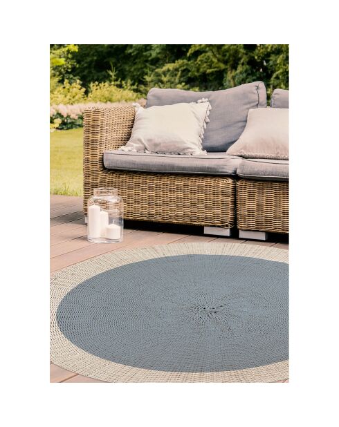 Tapis extérieur/intérieur Rattan blue multicolore - D.100 cm