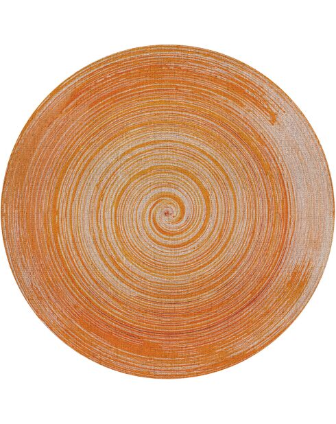 Alfombra Pattaya para exterior/interior, naranja y beige, D.100 cm