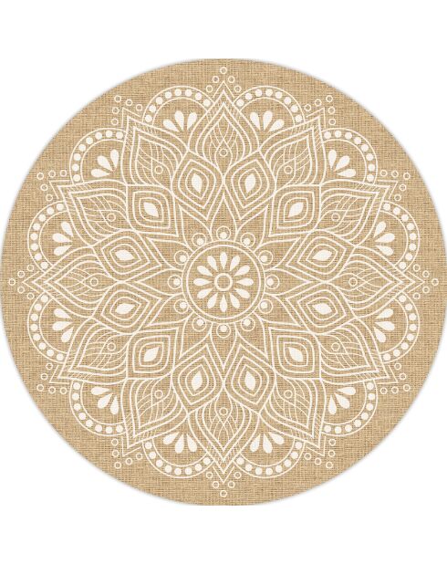 Tapis extérieur/intérieur Mandala Shanti beige - D.100 cm