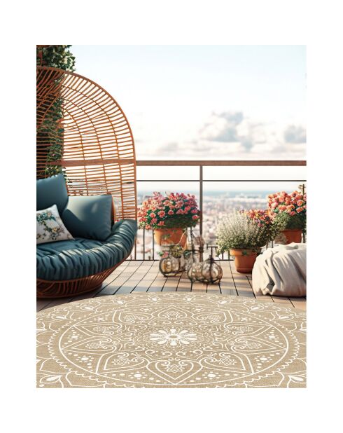 Tapis extérieur/intérieur Mandala Delhi beige - D.150 cm