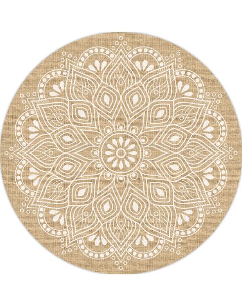 Tapis extérieur/intérieur Mandala Shanti beige - D.150 cm